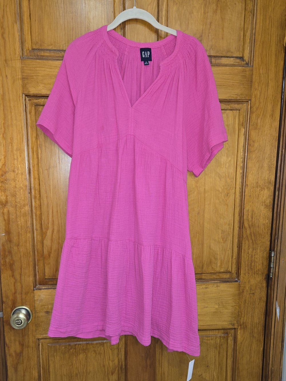 GAP Hot Pink Tiered Gauze Tunic Dress